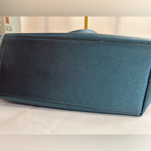 Coach Mini City Zip Tote Teal Metallic Crossgrain Leather - EUC with COA - Picture 13 of 14